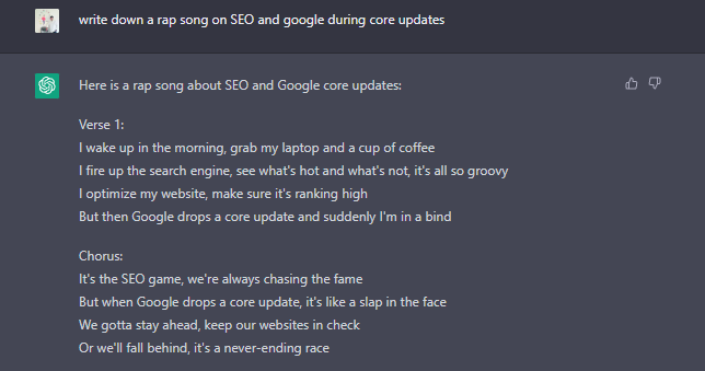 rag song on seo and google core updates during core updates