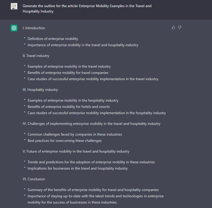 outline generated by chatgpt on enterprise mobility solution