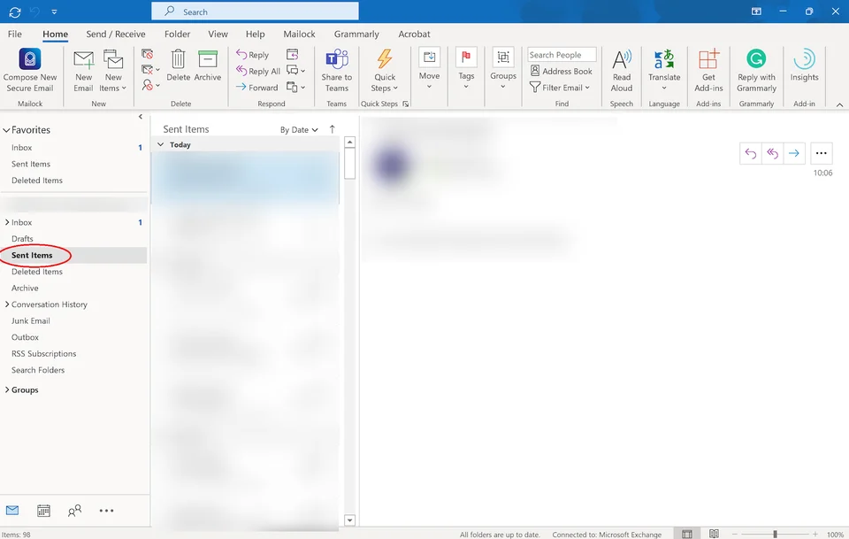 Windows Outlook Sent Items To Recall An Email